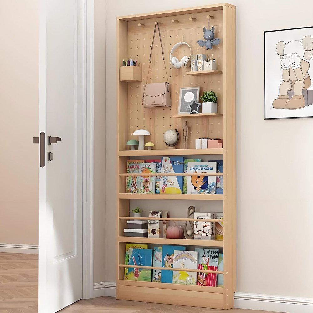AKFJOSGE Behind Door Bookshelf,Toddler Bookshelf,Storage Cabinets,Organizer for Toys and Books,Storage Rack with Perforated Board,for Living Room, Children's Room, Study Room, etc.