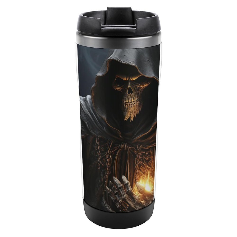 13 Oz Grim Reaper Travel Cup Insulated Stainless Steel Mug Reusable Iced Coffee Cup Custom Mug Cup Insulated Travel Mug for Most Cup Holder