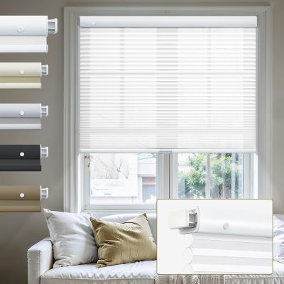 Moonice Upgrade No Drill Cordless Color-Matched Cellular Shades Light Filtering 1.5" Honeycomb Blind No Screws Cellular Blinds for Windows Thermal Insulated Shades for Home,Office,White 69" W78" H