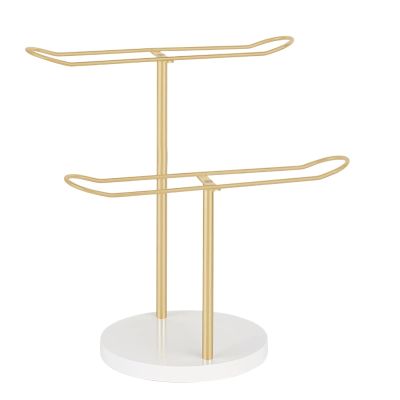 Hair Accessories Rack - Metal Headband Holder Stand, Desktop Display for Hair Hoops | Women's Hairband Rack with Wooden Base, Hair Bow Storage, Desktop Organizer for Bedroom, Apartment