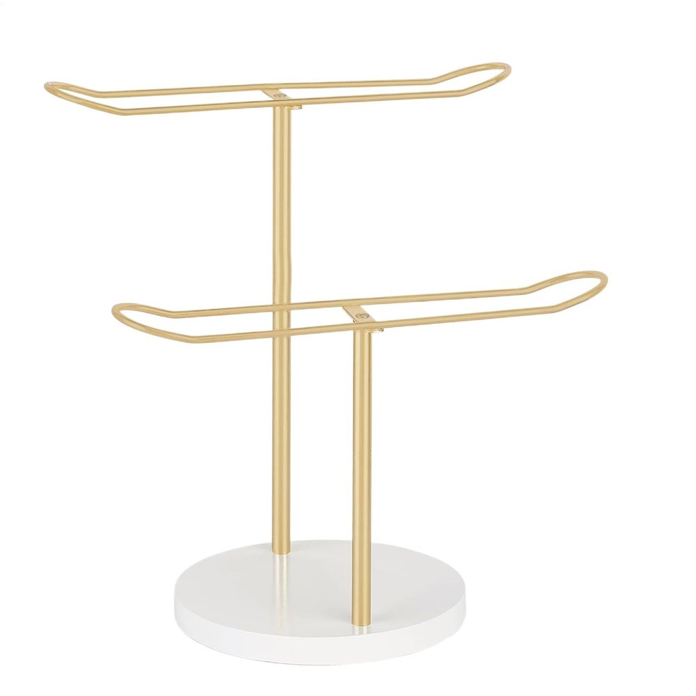 Hair Accessories Rack - Metal Headband Holder Stand, Desktop Display for Hair Hoops | Women's Hairband Rack with Wooden Base, Hair Bow Storage, Desktop Organizer for Bedroom, Apartment