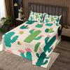 Manfei Cactus Bedspread King Size, Green Cactus Pink Flower Coverlet Set, Desert Plants Quilted Coverlet with 2 Pillowcases, Kids Boys Girls Room Decor, Soft Polyester Bedding Quilt view 1