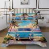 Manfei Sea Beach Bedspread Queen Size, Summer Beach Camping Coverlet Set, Tropical Palm Tree Quilted Coverlet with 2 Pillowcases, Kids Girls Room Decor, Soft Polyester Bedding Quilt view 2