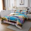 Manfei Sea Beach Bedspread Queen Size, Summer Beach Camping Coverlet Set, Tropical Palm Tree Quilted Coverlet with 2 Pillowcases, Kids Girls Room Decor, Soft Polyester Bedding Quilt view 3