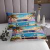 Manfei Sea Beach Bedspread Queen Size, Summer Beach Camping Coverlet Set, Tropical Palm Tree Quilted Coverlet with 2 Pillowcases, Kids Girls Room Decor, Soft Polyester Bedding Quilt view 4