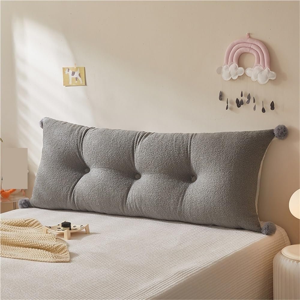 AXFCBDF Plush Headboard Pillow, Queen Size Headboard Back Cushion, Decorative Headboard Backrest Pillow for Bedroom, Sofa, Lounge(Gray,110x45x16cm)