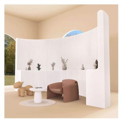 AEDNX Room Dividers Folding Privacy Screen Partition Indoor Room Divider with Storage Shelves, Thickened Paper Panel Screen forHome/Office/Clothing Store/Live Streaming Background(White,H1.5M-L2~3M)
