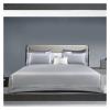 Luxury Embroidery Bedding Set 1000TC Egyptian Cotton Silky Duvet Cover with All-Around Elastic Rubber Band Bed Sheet Pillowcases,Bed view 1