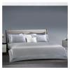 Luxury Embroidery Bedding Set 1000TC Egyptian Cotton Silky Duvet Cover with All-Around Elastic Rubber Band Bed Sheet Pillowcases,Bed view 2