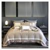 1200TC Egyptian Cotton Luxury Embroidery Bedding Set White Soft Cozy Queen King Duvet Cover Set Flat/Fitted Bed Sheet Pillowcase,Bed view 1