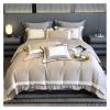 1200TC Egyptian Cotton Luxury Embroidery Bedding Set White Soft Cozy Queen King Duvet Cover Set Flat/Fitted Bed Sheet Pillowcase,Bed view 2
