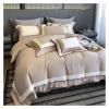 1200TC Egyptian Cotton Luxury Embroidery Bedding Set White Soft Cozy Queen King Duvet Cover Set Flat/Fitted Bed Sheet Pillowcase,Bed view 3
