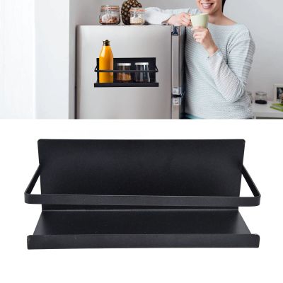 Magnetic Fridge Rack, Space Saving Organizer Black Shelf on Refrigerator, Kitchen Paper Towel Holder, Foldable Design (Black)