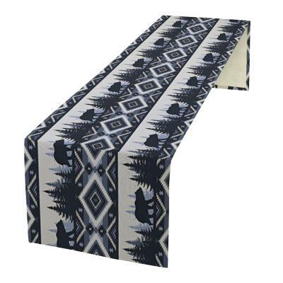 Bear Table Runner,Aztec Rustic Cabin Forest Wild Animal Print Country Hunting Theme Table Runner for Farmhouse Kitchen Dining Table Home Party Decor 13x120in