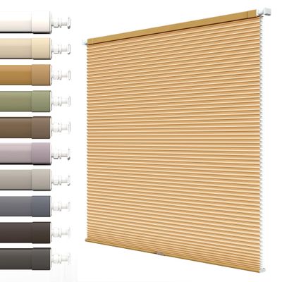 SLKWDOBD No Drill Cellular Shades for Windows, Earthy Yellow, 44" W x 36" H
