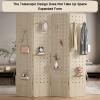 3/4 Panels Pegboard Room Divider Panel,Folding Pegboard Display Privacy Screens,Wood Room Divider Wall,for Craft/Art Shows Retail Events(White,180x40cm-3 Panel) view 4