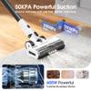 Cordless Vacuum Cleaner, 600W 50KPA 70Mins Runtime Fast Charging Vacuum Cleaner, Self-Standing LED Light Touch Screen Stick Vacuum for Home Light Weight,for Pet Hair/Carpet/Floor, White view 2