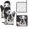 Dalmatian Dog Oven Mitts and Pot Holders 4-Piece Set, Extended Kitchen Gloves and Pan Racks, Heat Resistant Oven Gloves Hot Pads Non-Slip Cooking Gloves Potholders Gifts for Women view 1
