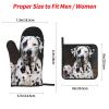 Dalmatian Dog Oven Mitts and Pot Holders 4-Piece Set, Extended Kitchen Gloves and Pan Racks, Heat Resistant Oven Gloves Hot Pads Non-Slip Cooking Gloves Potholders Gifts for Women view 3