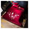 1200TC Egyptian Cotton Peony Embroidery Premium Luxury Duvet Cover Bedding Set Ultra Soft Comforter Cover Bed Sheet Pillow Shams,Bed view 4