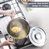 2 Pack Pasta Basket for Boiling Stainless Steel Food Strainer with Wood Handle Spaghetti Spoon Fine Mesh Colander for Pasta Noodle Dumpling (4.5"D x 14.6"H) view 3