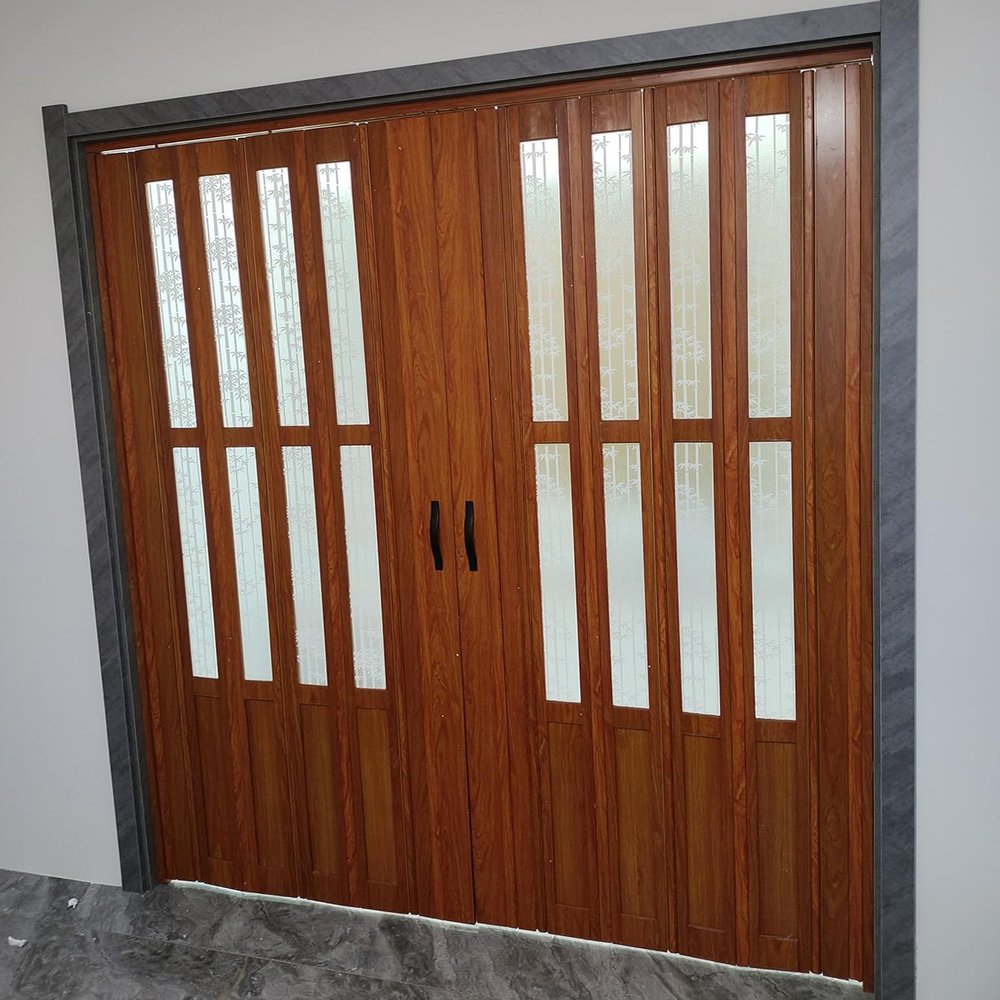 Commercial Heavy Duty PVC Folding Doors Room Dividers, Waterproof Oil Pleated Retractable Double Door for Restaurant - Space Saving | Easy to Clean(110x203cm/43.3x79.9in)
