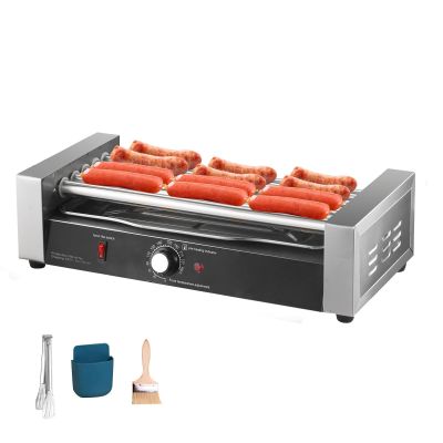Hot Dog Roller Machine - Electric Grill Cooker Machine 850W | 12 Hot Dogs Capacity 5 Rollers, Double Temp Control Hot Dog Maker with Detachable Drip Tray