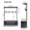 LYHXYLFT Coat Rack,3-in-1 Hall Shoe Rack,with Storage Bench Coat Rack,Industrial Entryway Furniture,for Bedroom Dormitory Living Room(Black,100 X 36 X 172cm) view 2