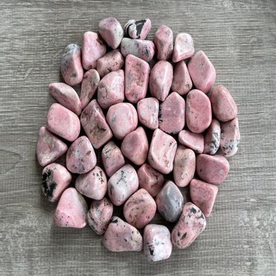 1/2 Pound Rhodonite Tumbled Stones, Polished Rhodonite Rock, Genuine Rhodonite Stone Bulk Lot