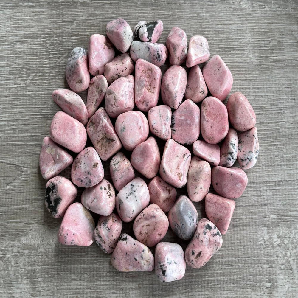 1/2 Pound Rhodonite Tumbled Stones, Polished Rhodonite Rock, Genuine Rhodonite Stone Bulk Lot