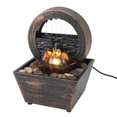 Tabletop Water Fountain, Desktop Water Fountain with Continuous Flowing Water Warm Light Multifunctional Ornaments for Home Office Decor