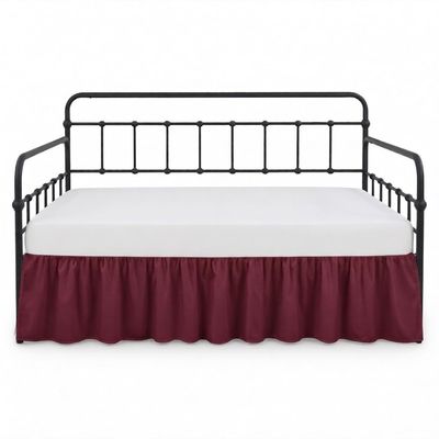 Ruffled Daybed Bed Skirt with Split Corners - Full Size 54" x 75", 16" Drop, 3-Side Coverage Dust Ruffle, Soft Brushed Microfiber, Tailored Style, Burgundy