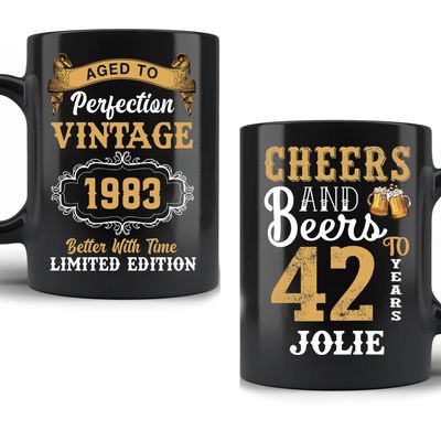 Trendy Age Perfection Since 1983 Happy 42 Years Old Birthday Cheering Beer Lovers Personalized Names Gifts Idea Novelty Coffee Mugs 11oz 15oz