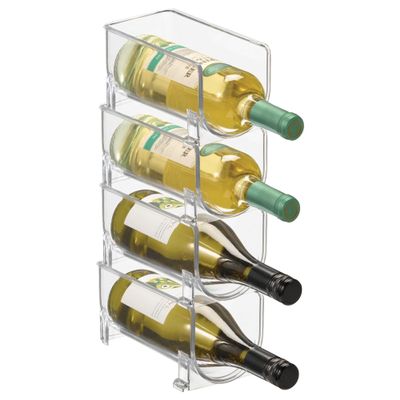 iDesign Stackable Bottle Holder for Water or Wine Bottles - Set of 4 - Clear