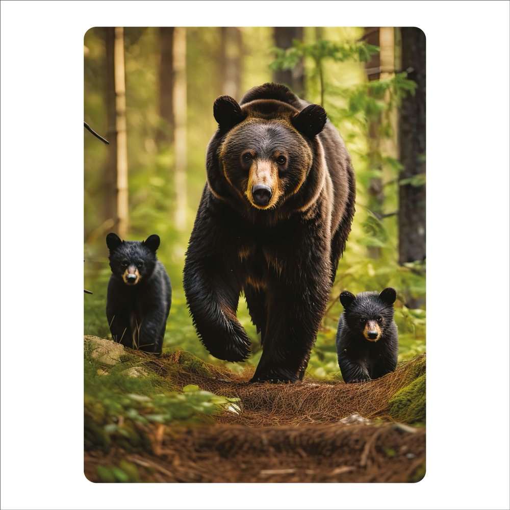 3D LiveLife Magnet - Black Bear Family Stroll from Deluxebase. Lenticular Wild Animal Refrigerator Magnet. Decorative 3D Bear Flat Magnets. Cute Small Magnets for Fridge, Dishwasher and Whiteboard.