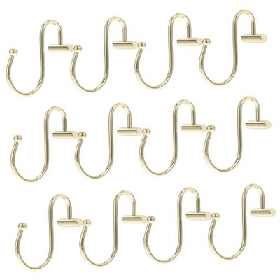 FELTECHELECTR 12pcs Bathroom Shower Curtain Hooks Sticks T-bar Rings Iron Rods Smooth Finish Fashionable for Home Decor