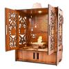 Rousrie Wooden Temple Mandir for Home with Door Cabinets | Beautiful Pooja Unit with Storage Space | with LED Light and Wall Mounts | Elegant Pooja Mandir for Home Big Size(H-17.3, L-11, B-10.6 inch) view 1
