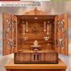 Rousrie Wooden Temple Mandir for Home with Door Cabinets | Beautiful Pooja Unit with Storage Space | with LED Light and Wall Mounts | Elegant Pooja Mandir for Home Big Size(H-17.3, L-11, B-10.6 inch) view 3