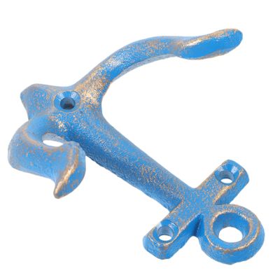 STOBAZA 1pc Vintage Nautical Anchor Wall Pendant Iron Decor for Coastal -blue Nautical Wall Hook for Indoor Outdoor Decoration Unique Idea