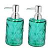 Anneome 2pcs Bathroom Accessory Diamond Stripe Glass Shampoo Dispenser Pump Bottle view 1