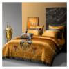 European Aristocratic Gold V-intage Brocade Egyptian Cotton Embroidered Luxury Bedding Set Quilt Cover Bed Linen Bedspread,Bed view 1