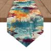 DecorLovee Boho Orange Teal Red Table Runner for Kitchen Dining Room Buffet, Modern Abstract Splashing Art Non-Slip Dresser Scarves Tablecloth for Cafe Indoor Outdoor Home Parties 1472 Inches Long view 1