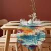 DecorLovee Boho Orange Teal Red Table Runner for Kitchen Dining Room Buffet, Modern Abstract Splashing Art Non-Slip Dresser Scarves Tablecloth for Cafe Indoor Outdoor Home Parties 1472 Inches Long view 2