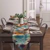 DecorLovee Boho Orange Teal Red Table Runner for Kitchen Dining Room Buffet, Modern Abstract Splashing Art Non-Slip Dresser Scarves Tablecloth for Cafe Indoor Outdoor Home Parties 1472 Inches Long view 3