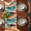 DecorLovee Boho Orange Teal Red Table Runner for Kitchen Dining Room Buffet, Modern Abstract Splashing Art Non-Slip Dresser Scarves Tablecloth for Cafe Indoor Outdoor Home Parties 1472 Inches Long view 4