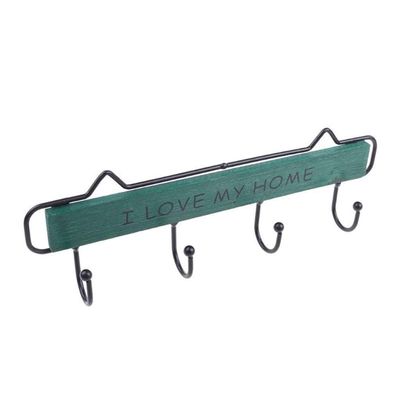 AFPSDLFJDLS Wall Mounted Clothes Hanger 4 Hooks Hat Key Holder Laundry Coat Rack Hanging Storage Shelf for Home(Blue)