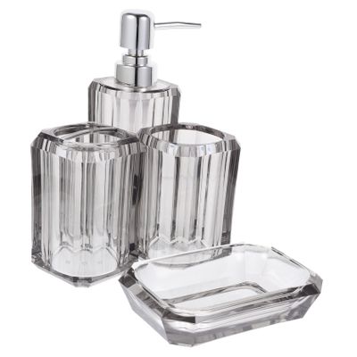 Anneome Bathroom Counter Accessories Set Transparent Acrylic Collection with Toothbrush Holder Soap Dispenser Soap Dish and Toothbrush Cup for Use