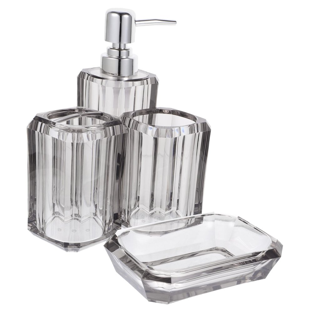 Anneome Bathroom Counter Accessories Set Transparent Acrylic Collection with Toothbrush Holder Soap Dispenser Soap Dish and Toothbrush Cup for Use