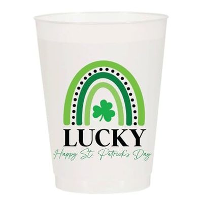 Lucky Rainbow Frosted Plastic Cups Pkg/6