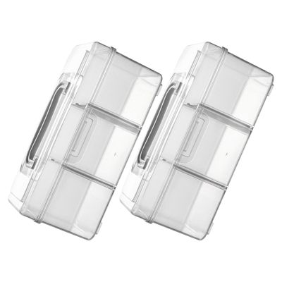 Healvian 2pcs Medicine Chest with Handle, Plastic Compartmented Storage Box